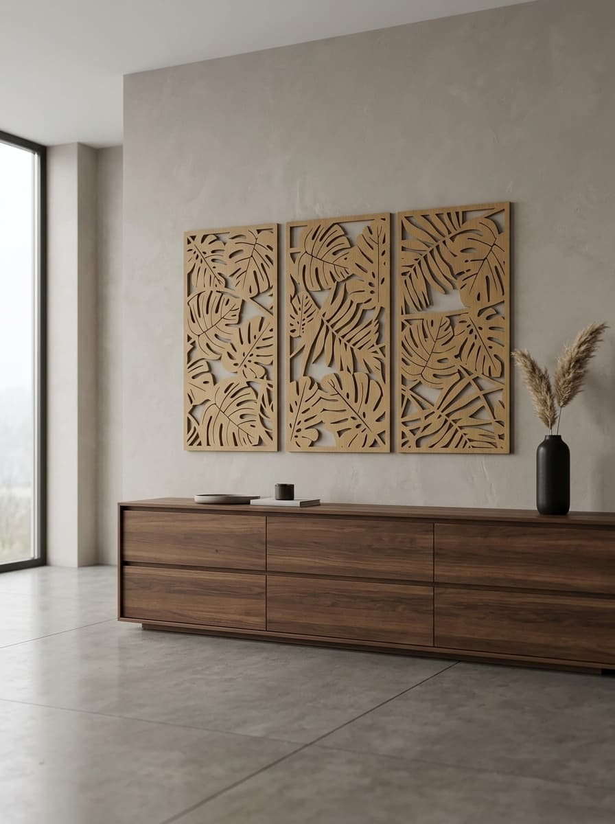 Houten Wandpanelen met Botanisch Motief