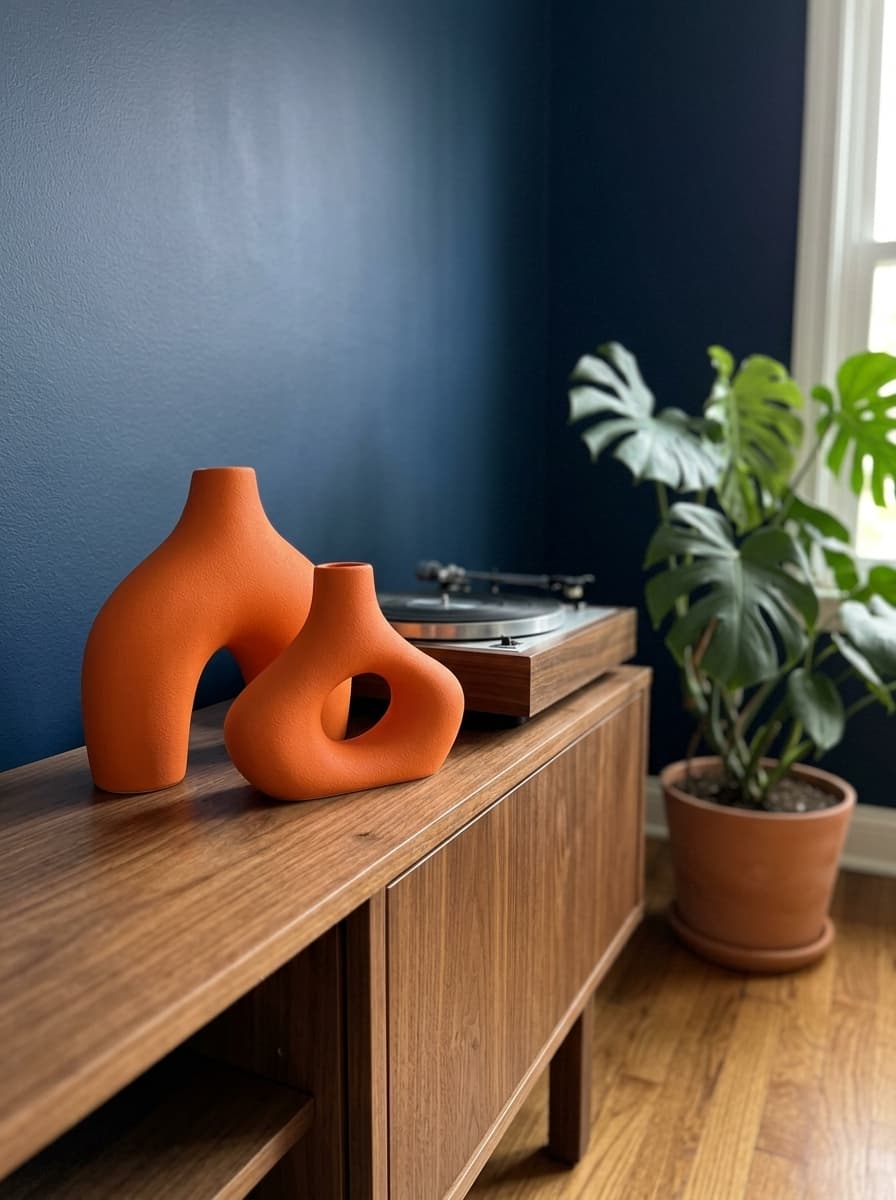 Matte Keramieken Vazen in Warm Oranje