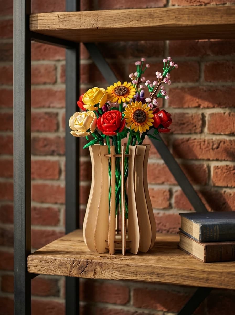 Houten vaas voor Lego bloemen: een sfeervolle basis